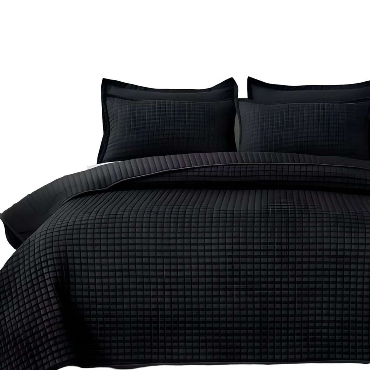 GENERICO - COBERTOR DE LUJO QUILT VERANO 2 PLAZAS NEGRO