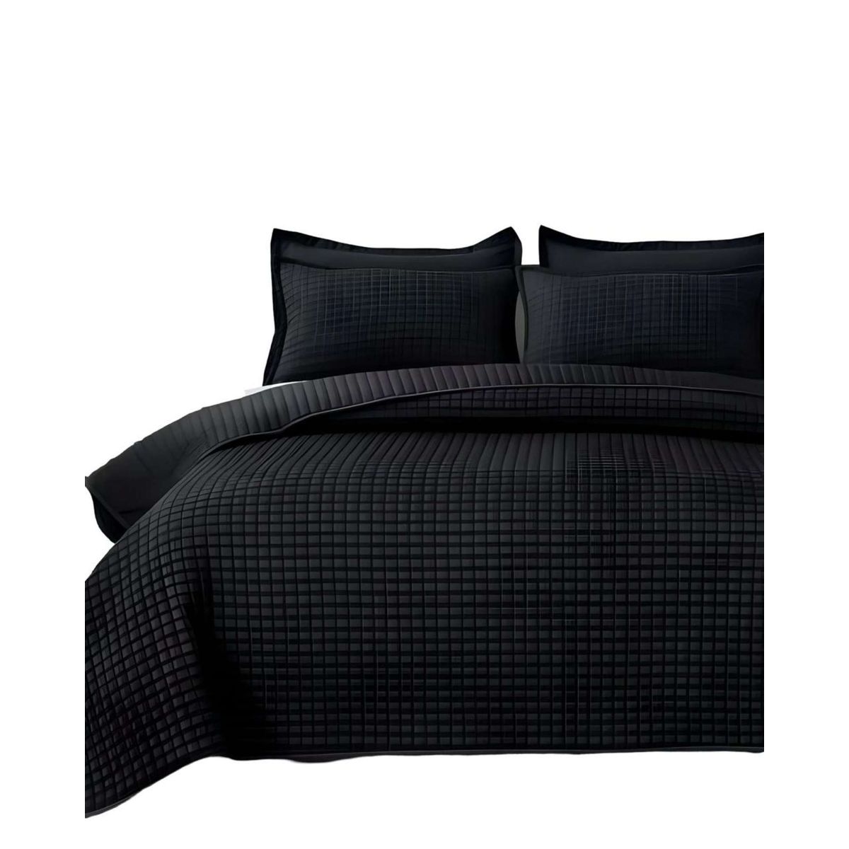 GENERICO - COBERTOR DE LUJO QUILT VERANO 2 PLAZAS NEGRO