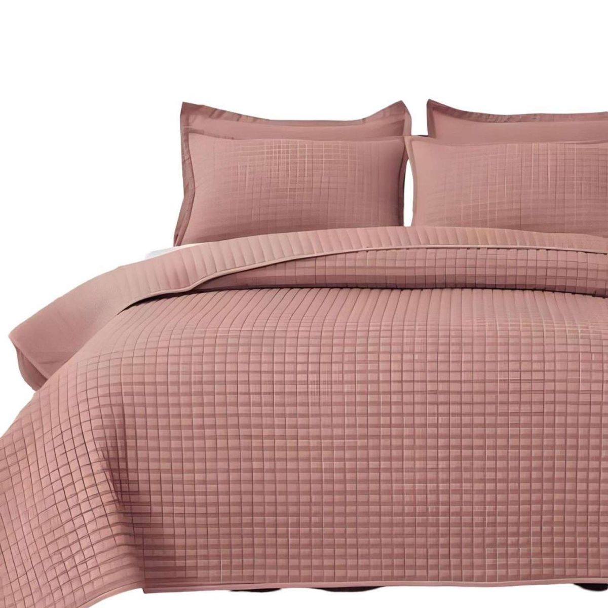 GENERICO - COBERTOR DE LUJO QUILT VERANO PLAZA Y MEDIA ROSA