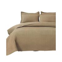 COBERTOR DE LUJO QUILT VERANO PLAZA Y MEDIA CAQUI