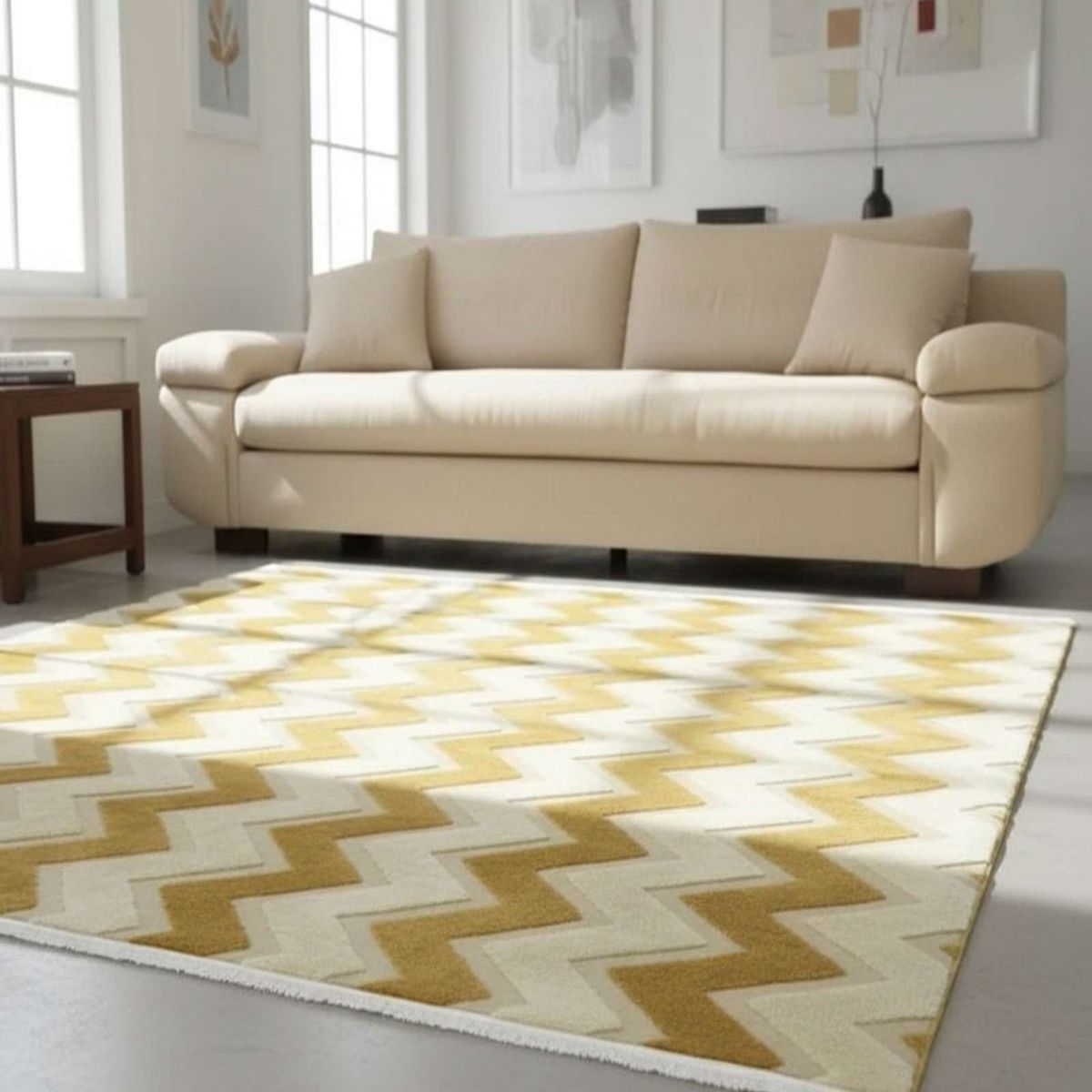 GENERICO - ALFOMBRA TEXTURIZADA DISEÑO JACQUARD ANTIDESLIZANTE 150X200 CM A01