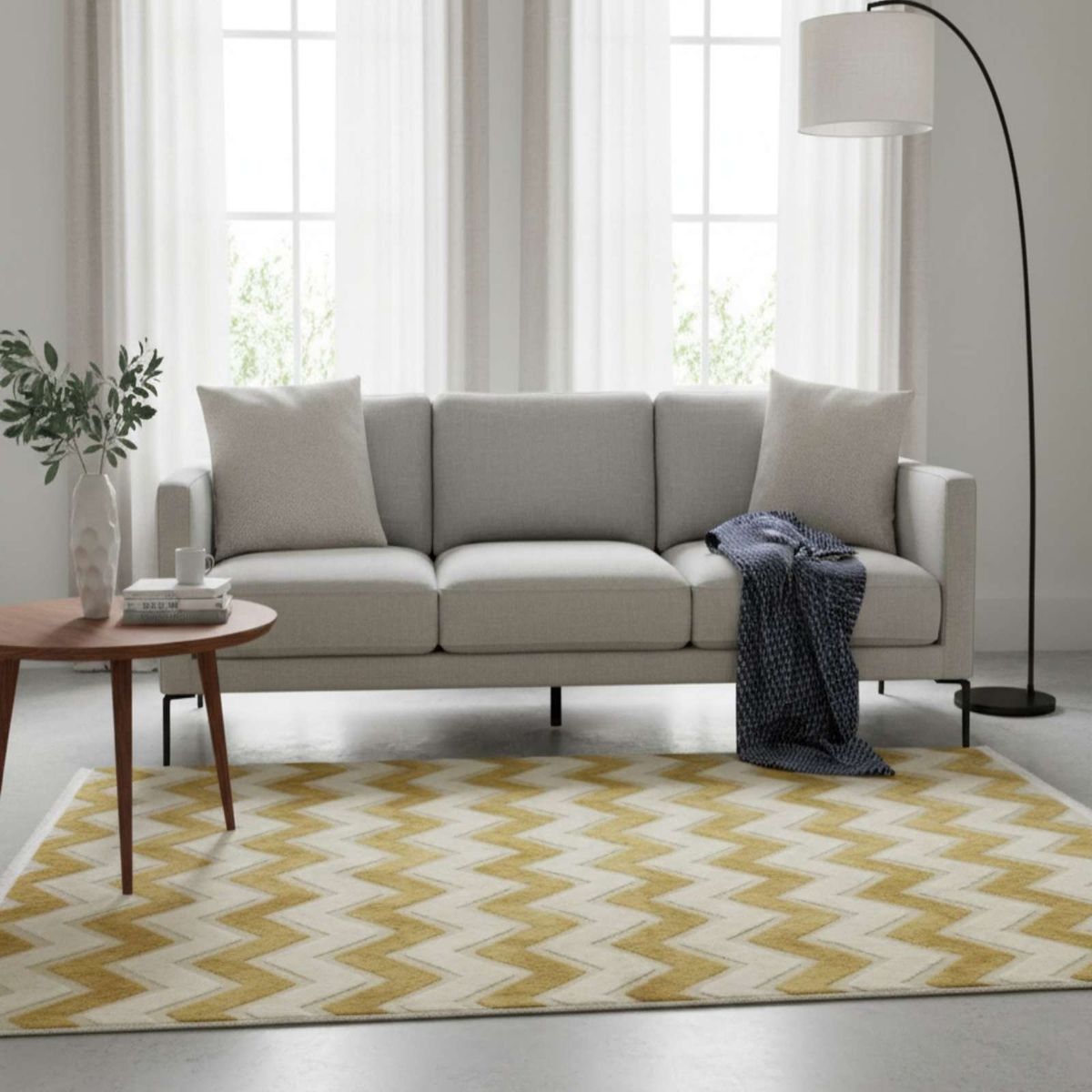 GENERICO - ALFOMBRA TEXTURIZADA DISEÑO JACQUARD ANTIDESLIZANTE 150X200 CM A01