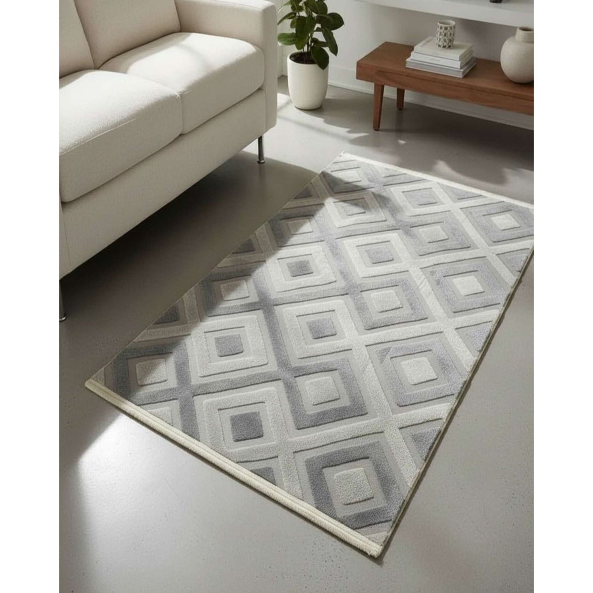 GENERICO - ALFOMBRA TEXTURIZADA DISEÑO JACQUARD ANTIDESLIZANTE 180X200 CM A04