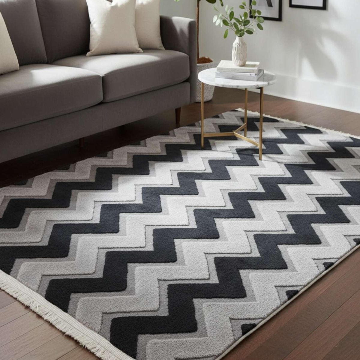 GENERICO - ALFOMBRA TEXTURIZADA DISEÑO JACQUARD ANTIDESLIZANTE 200X240 CMC A02