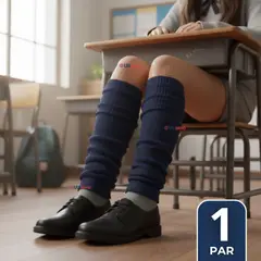 UTILISIMO - Polainas Escolares 1 Par Invierno Abrigadoras Niña Azul Acrílico