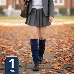 UTILISIMO - Polainas Escolares 1 Par Invierno Abrigadoras Niña Juvenil Azul Acrílico