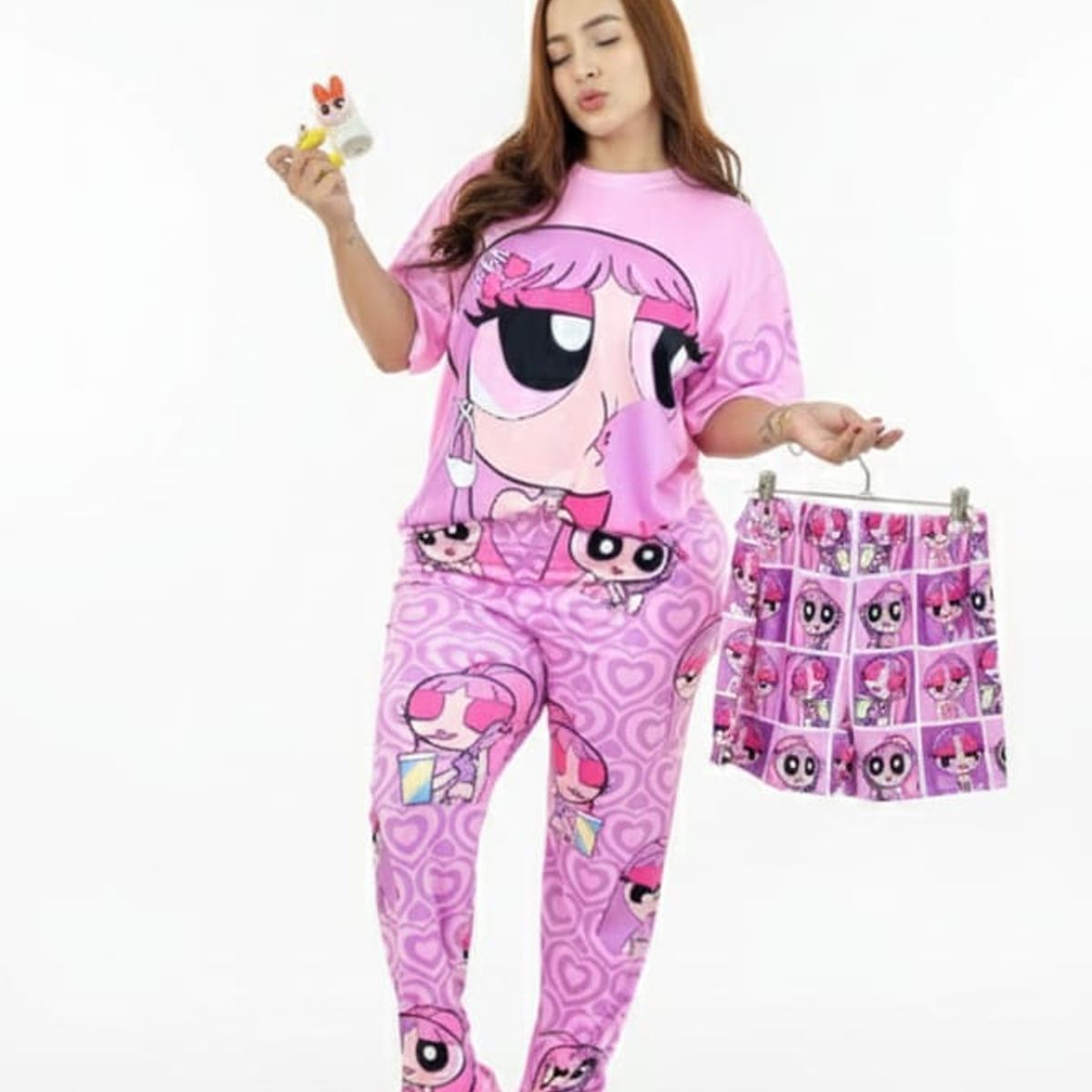 DISNEY CLASICOS - conjunto de pijama para mujer o juvenil inspirado en el personaje de burbuja camisa color rosada