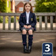 UTILISIMO - Pack 3 Polainas Escolares Invierno Abrigadoras Niña Azul Acrílico