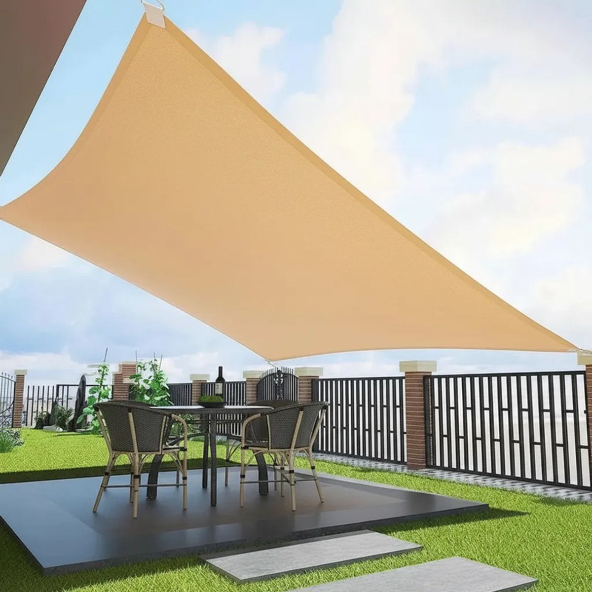 GENERICO - Toldo Vela Sombra Rectangular 366x488 Mts Beige Beige