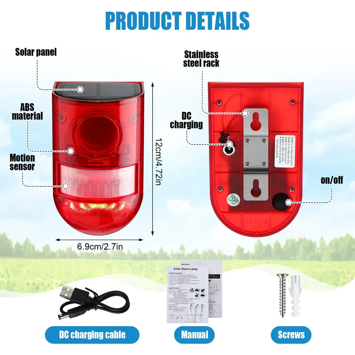 MOVI - PACK 2 ALARMA SOLAR CON SENSOR DE MOVIMIENTO 129 DB IMPERMEABLE