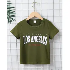 KIRAMA CLOTHING STORE - Camiseta Infantil “Los Angeles California” Verde Militar