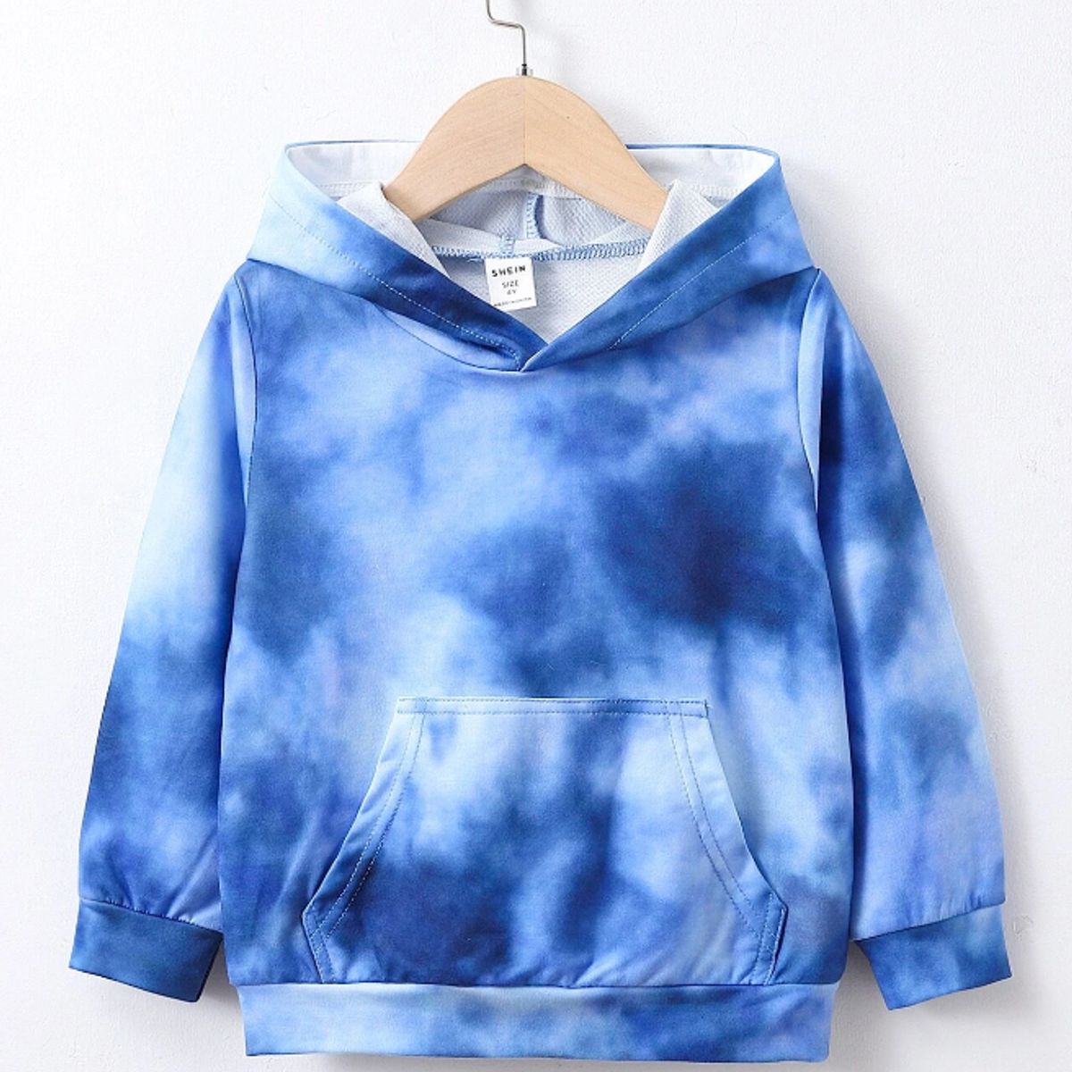 KIRAMA CLOTHING STORE - Polerón Infantil Tie-Dye Azul  Con Capucha y Bolsillo