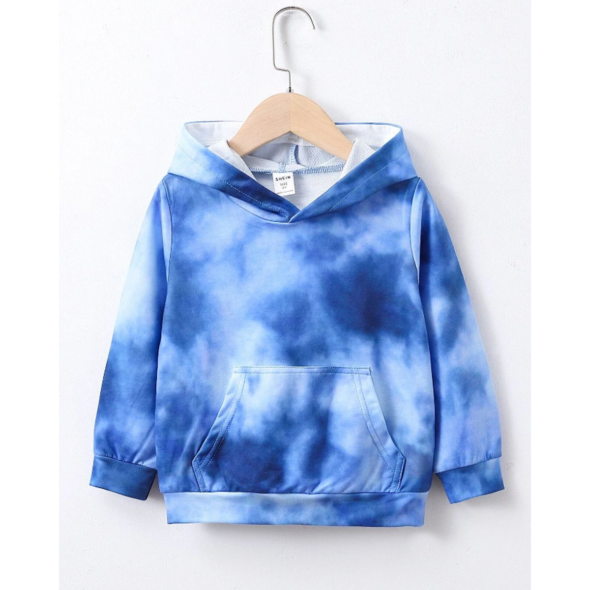 KIRAMA CLOTHING STORE - Polerón Infantil Tie-Dye Azul  Con Capucha y Bolsillo