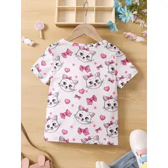 KIRAMA CLOTHING STORE - Camiseta Infantil con Estampado de Gatitos Blanca