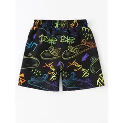 KIRAMA CLOTHING STORE - Shorts Infantiles Estilo Graffiti “Street Life” Negr