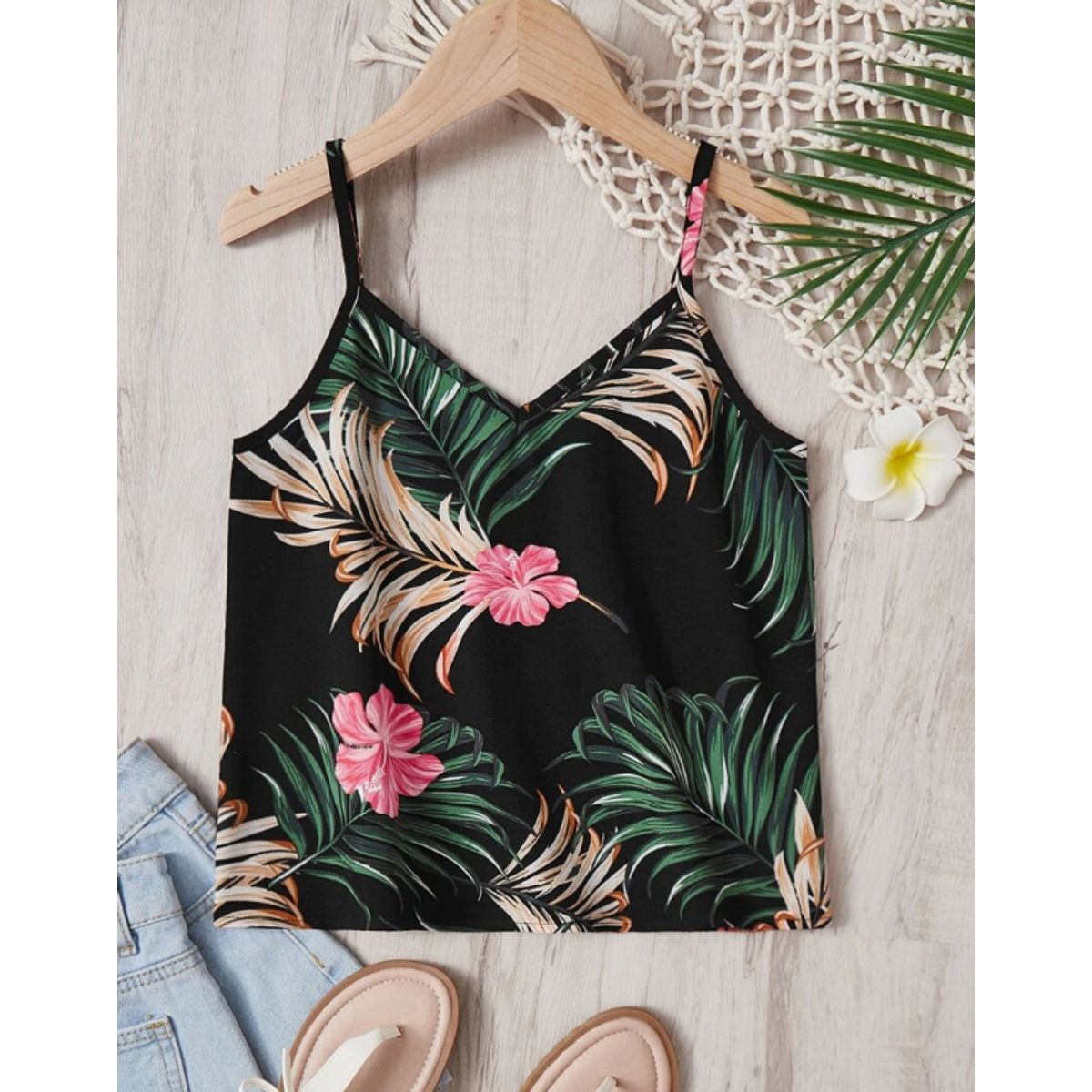 KIRAMA CLOTHING STORE - Top Infantil de Tirantes Estampado Tropical  Multicolor