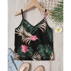 KIRAMA CLOTHING STORE - Top Infantil de Tirantes Estampado Tropical Multicolor