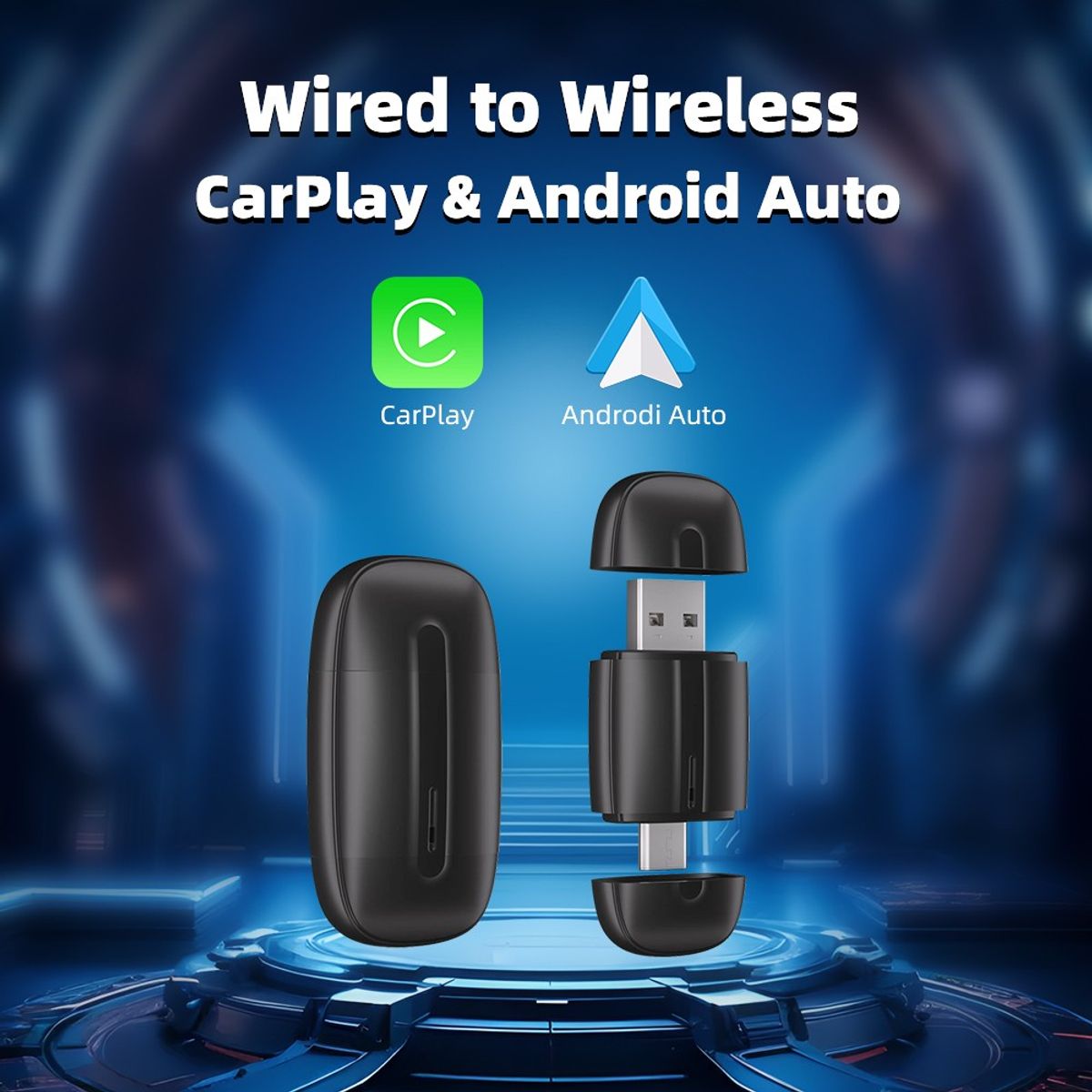 GENERICO - Adaptador Car play y Android Auto Inalámbrico dual 2 en uno