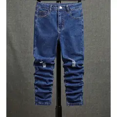 KIRAMA CLOTHING STORE - Jeans Infantiles Ajustados con Desgarros Azul Lavado Medio