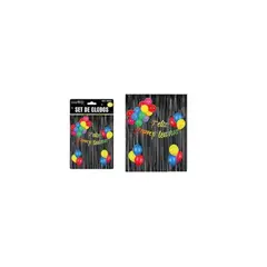 GENERICO - Set de globos y guirnalda con cortina metálicas negro 25pcs