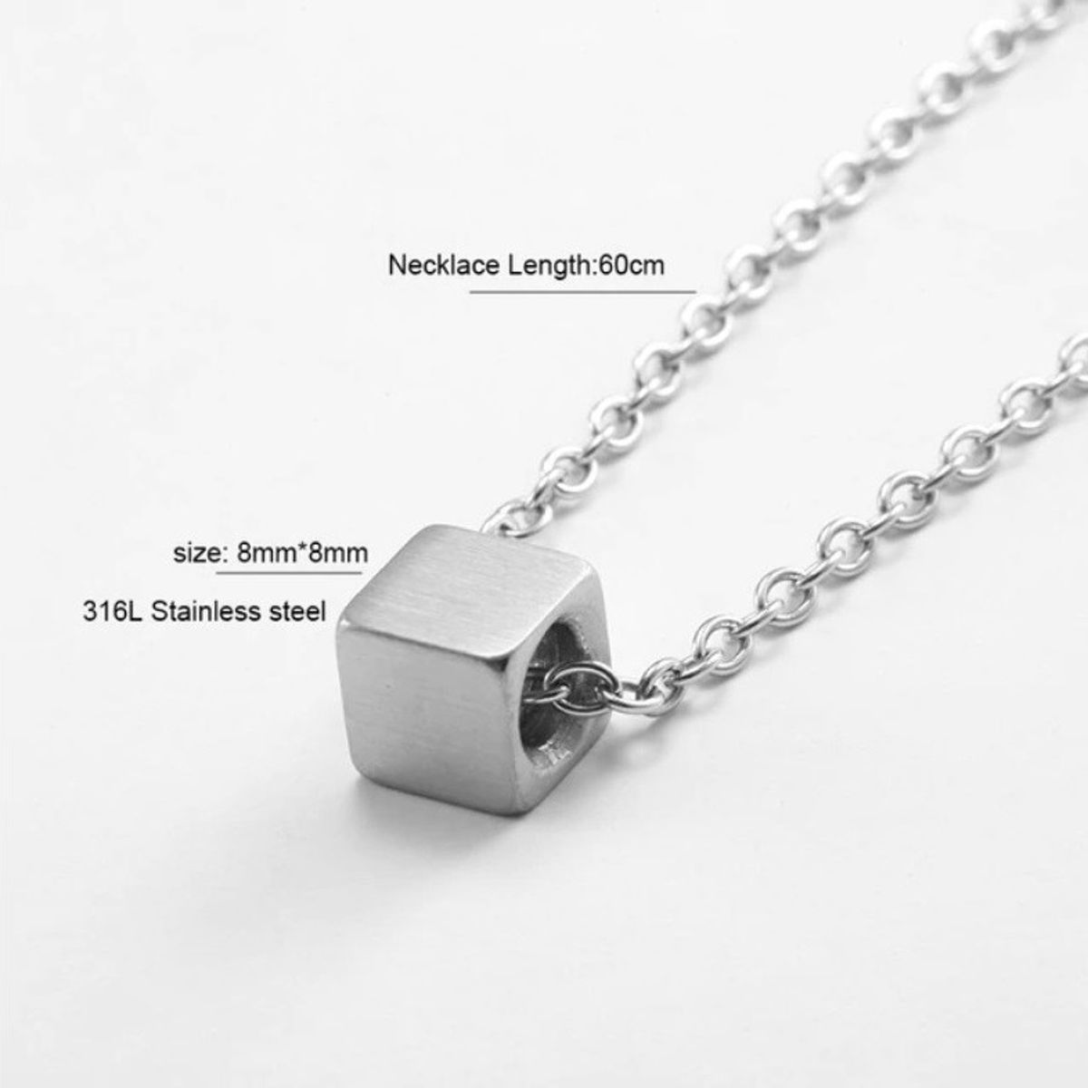GENERICO - Collar Cubo Silver Space Hombre Mujer Moda M