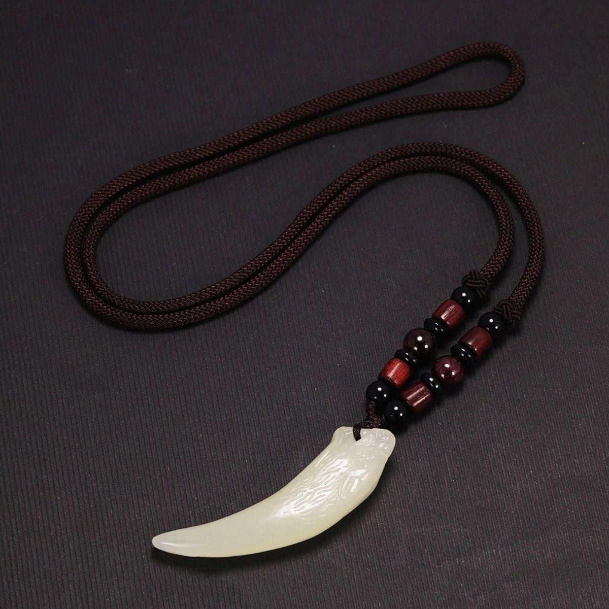 GENERICO - Collar De Lobo Piedra White Onix Y Red Hombre Mujer 2021