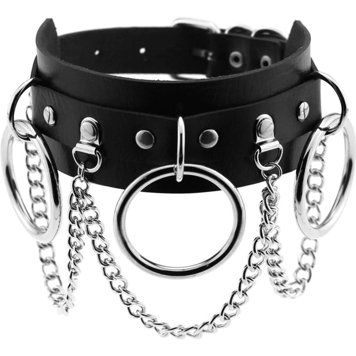 GENERICO - Collar Gargantilla De Cuero Gótica Corazón Y Candado Mujer 2