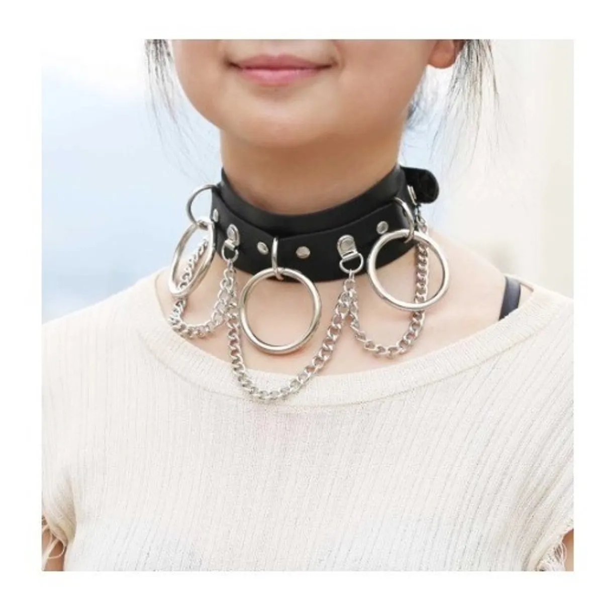 GENERICO - Collar Gargantilla De Cuero Gótica Corazón Y Candado Mujer 2