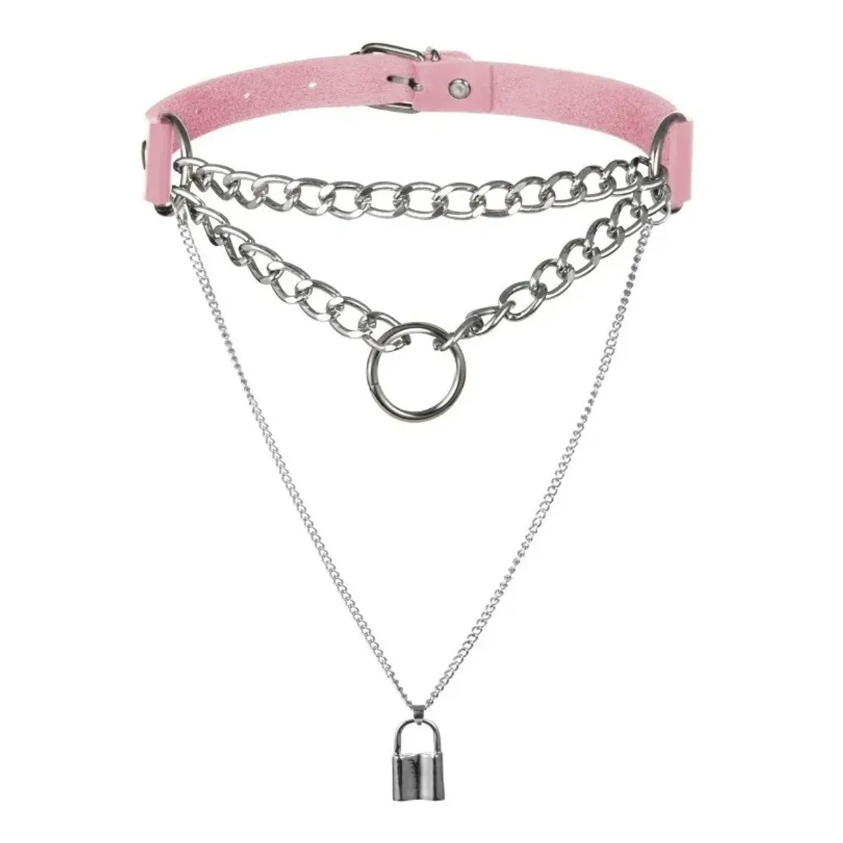 GENERICO - Collar Gargantilla De Cuero Gótica Corazón Y Candado Mujer