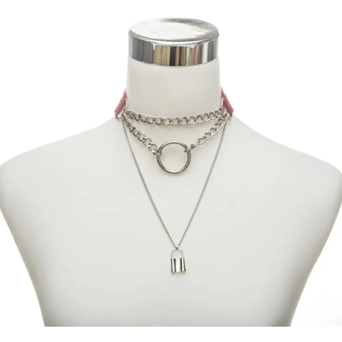 GENERICO - Collar Gargantilla De Cuero Gótica Corazón Y Candado Mujer
