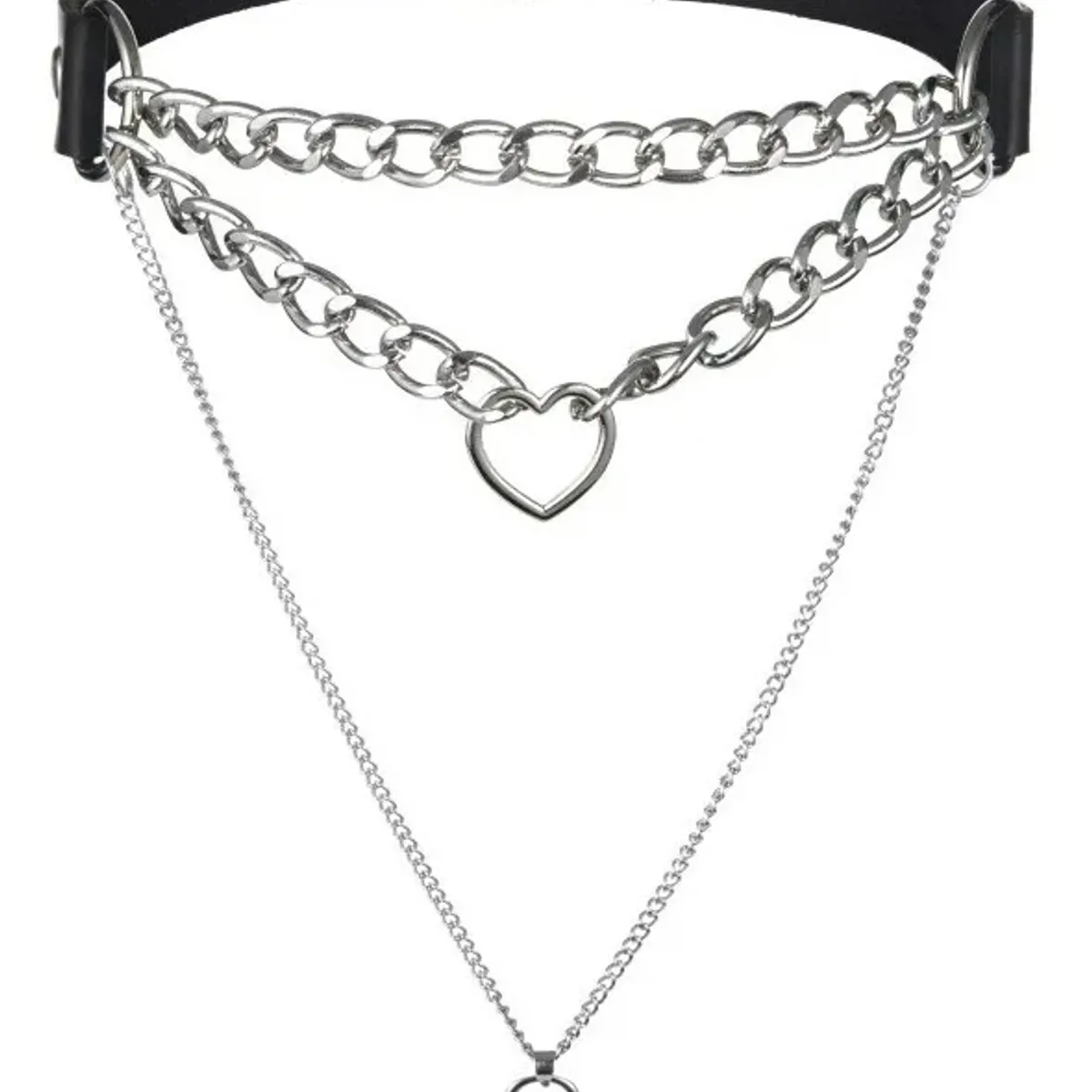 GENERICO - Collar Gargantilla De Cuero Gótica Corazón Y Candado Mujer