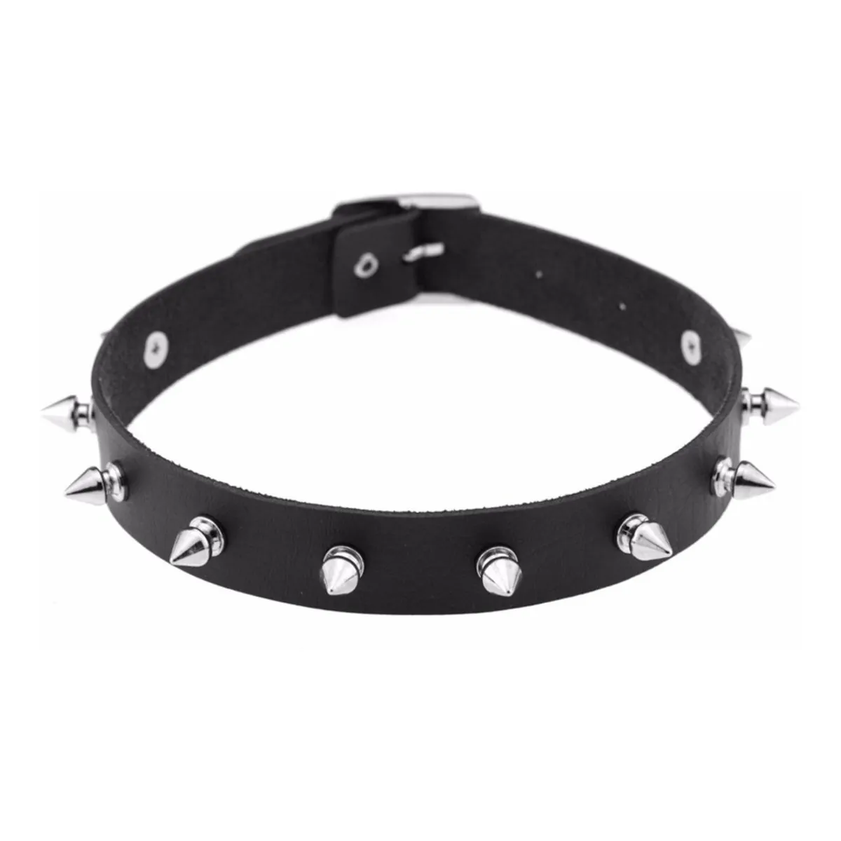 GENERICO - Collar Gargantilla De Cuero Gotica De Puntas Hombre Mujer