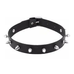 GENERICO - Collar Gargantilla De Cuero Gotica De Puntas Hombre Mujer