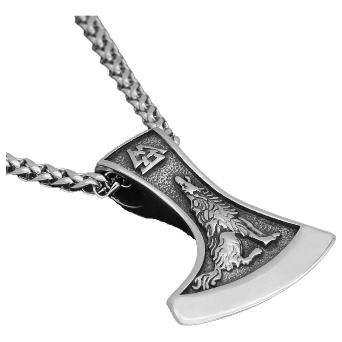 GENERICO - Collar Vikingo Nórdico Hacha Lobo Valknut Hombre 2021 X