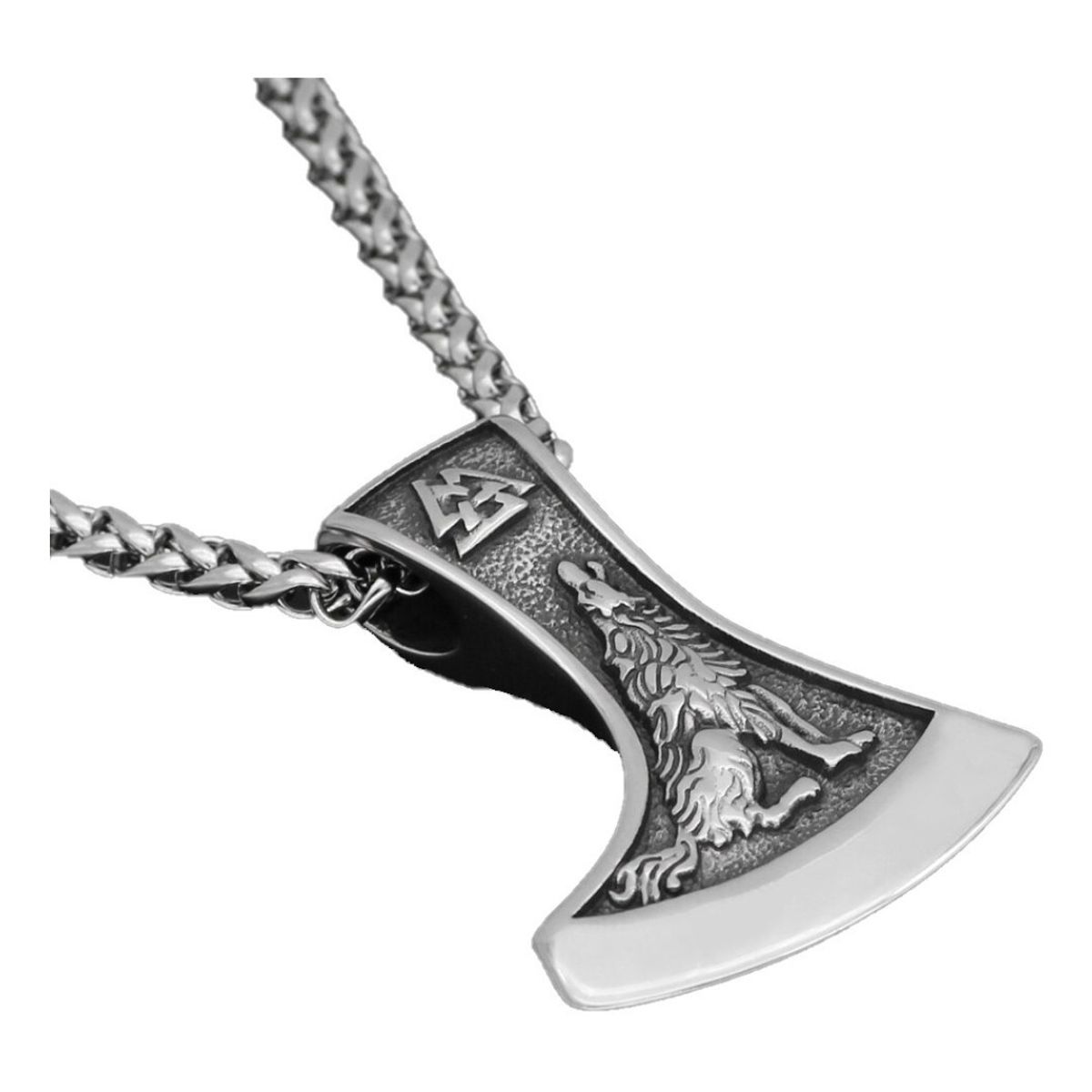 GENERICO - Collar Vikingo Nórdico Hacha Lobo Valknut Hombre 2021 X