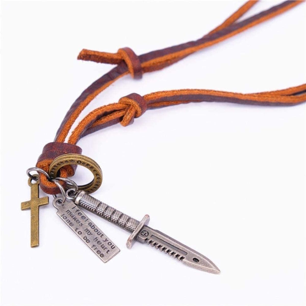 GENERICO - Collar De Cuero Cuchillo De Combate Hombre Mujer Moda 2021