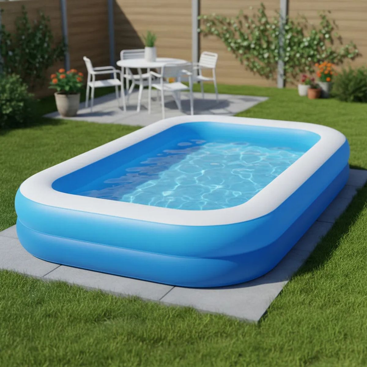 GENERICO - Piscina Inflable Rectangular Verano 200 X 120 X 40cm Celeste