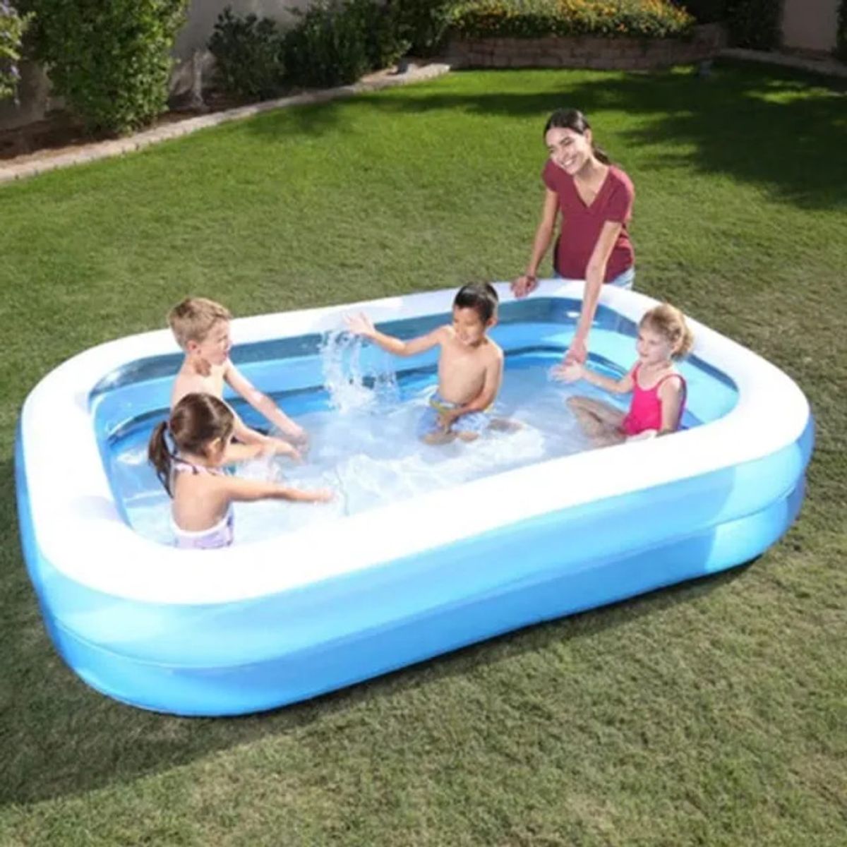 GENERICO - Piscina Inflable Rectangular Verano 200 X 120 X 40cm Celeste