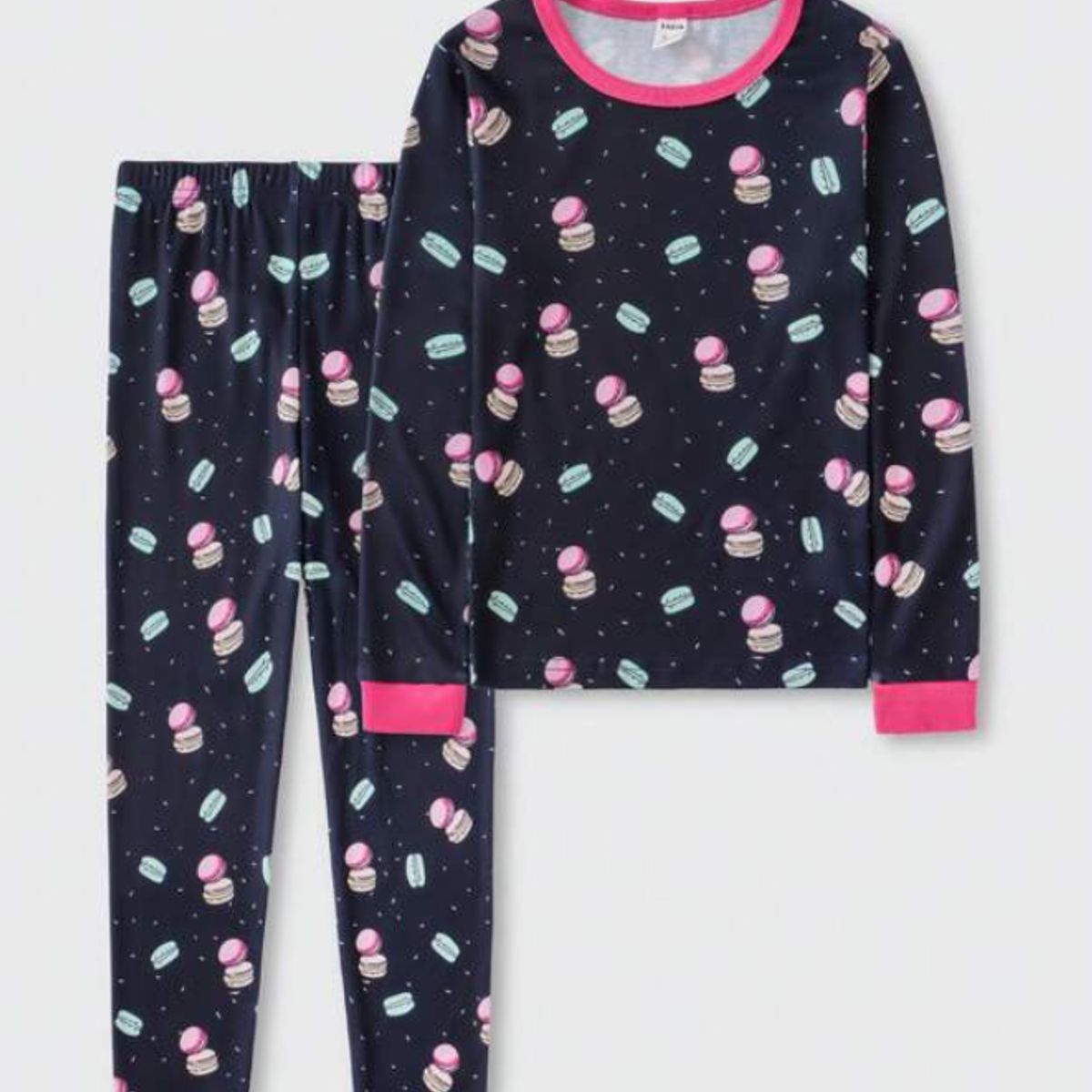 KIRAMA CLOTHING STORE - Pijama Niña Dos Piezas Estampado Macarons Azul Marino