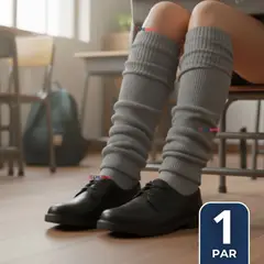 UTILISIMO - Polainas Escolares 1 Par Invierno Abrigadoras Niña Gris Acrílico