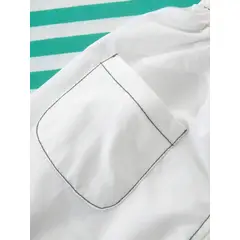 KIRAMA CLOTHING STORE - Conjunto Infantil Niño 2 Piezas Polera Polo a Rayas Verdes y Short Blanco