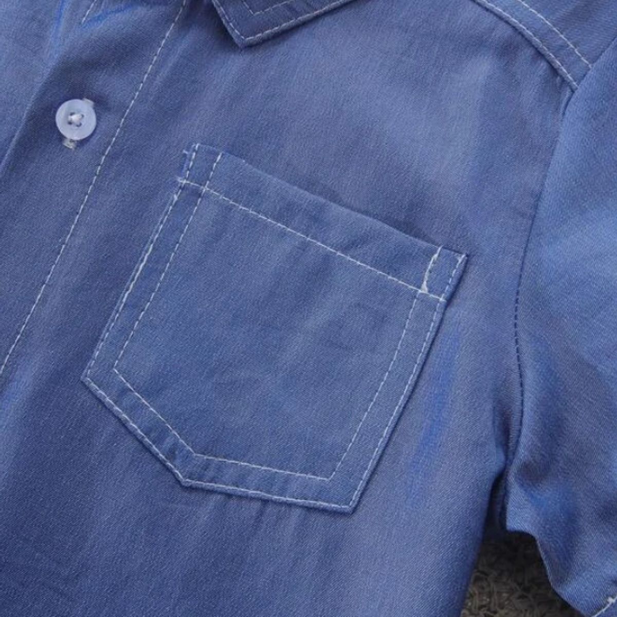 KIRAMA CLOTHING STORE - Conjunto Infantil Niño 3 Piezas Camisa Denim, Polera a Rayas y Short Negro