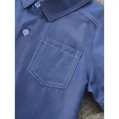 KIRAMA CLOTHING STORE - Conjunto Infantil Niño 3 Piezas Camisa Denim, Polera a Rayas y Short Negro