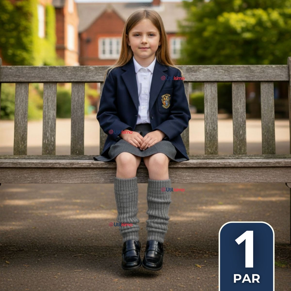 UTILISIMO - Polainas Escolares 1 Par Invierno Abrigadoras Niña Gris Acrílico