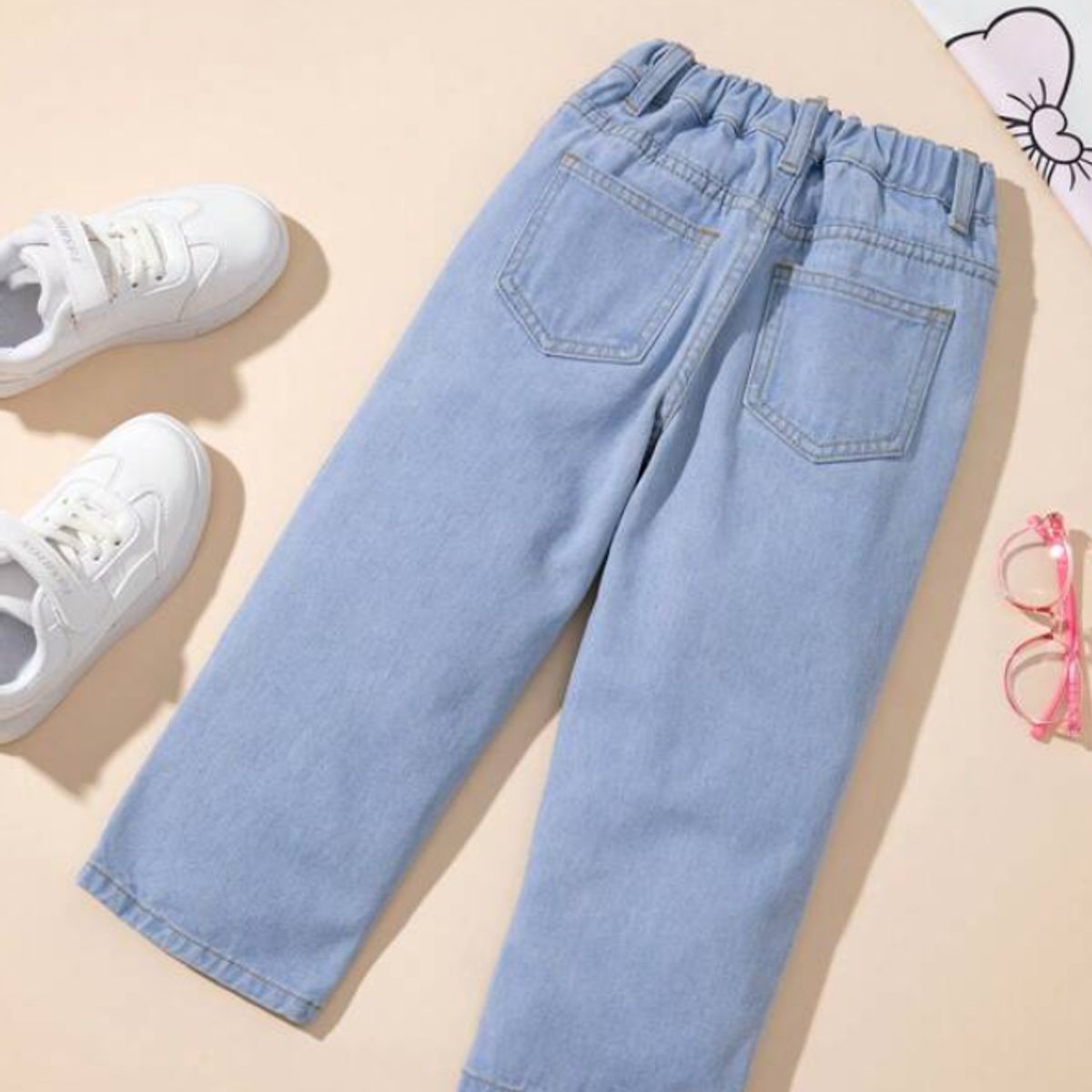 KIRAMA CLOTHING STORE - Pantalón jeans niña estampado mariposas azul