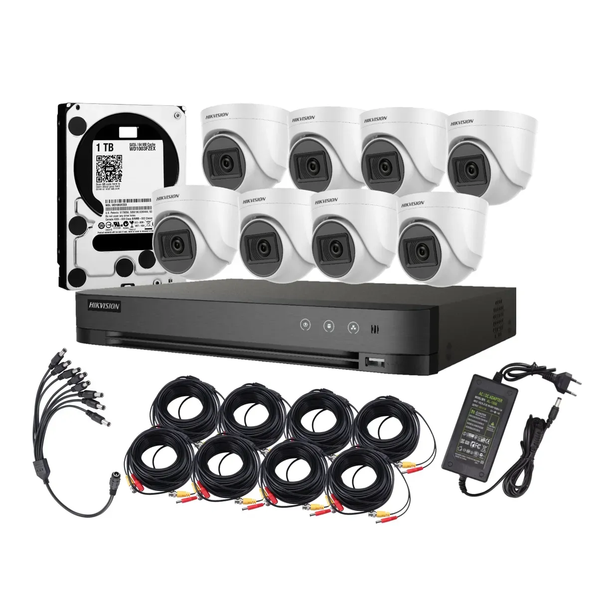 HIKVISION - Kit 8 Cámaras Hikvision 1080p Lite 8 Domo