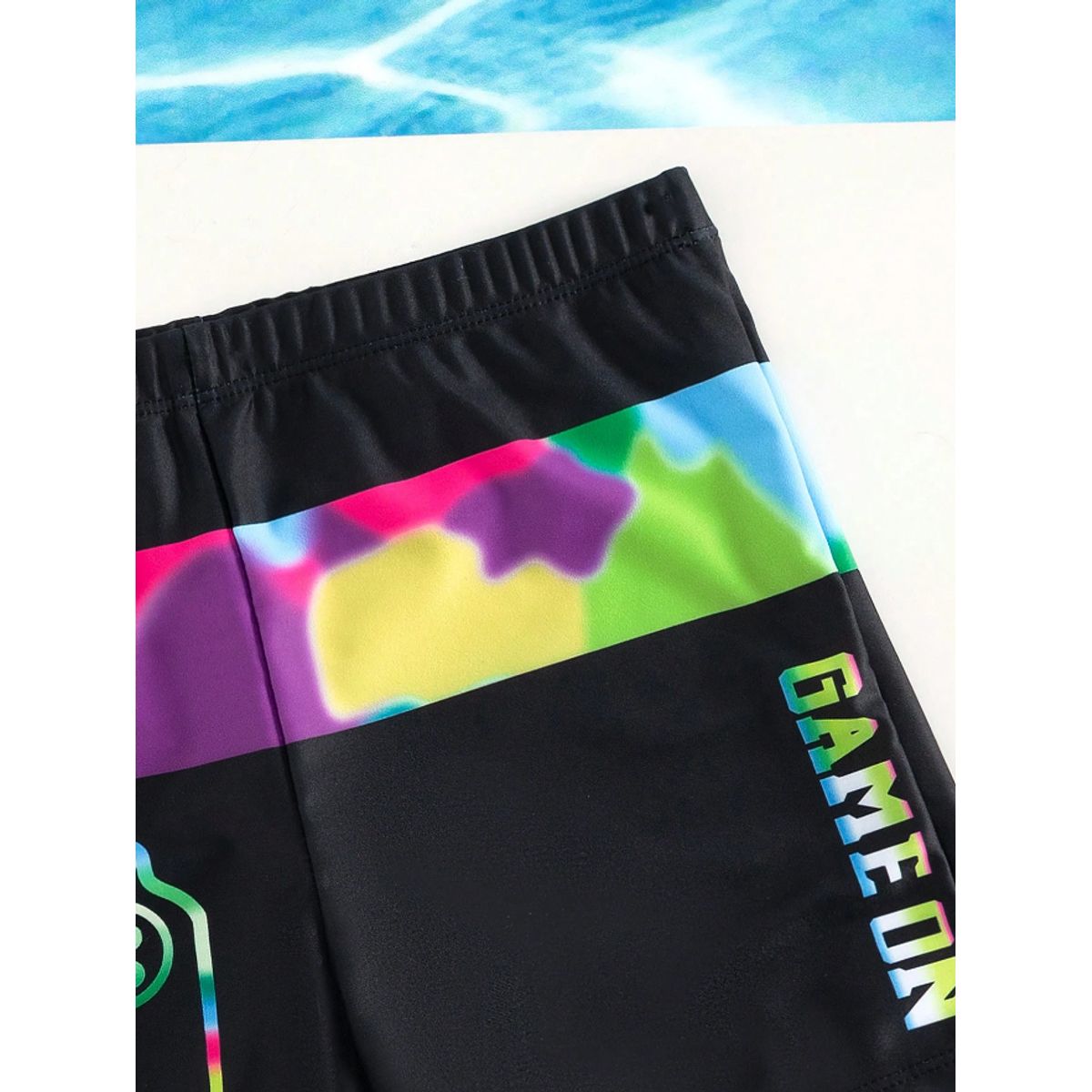 KIRAMA CLOTHING STORE - Short de baño niño gamer negro estampado