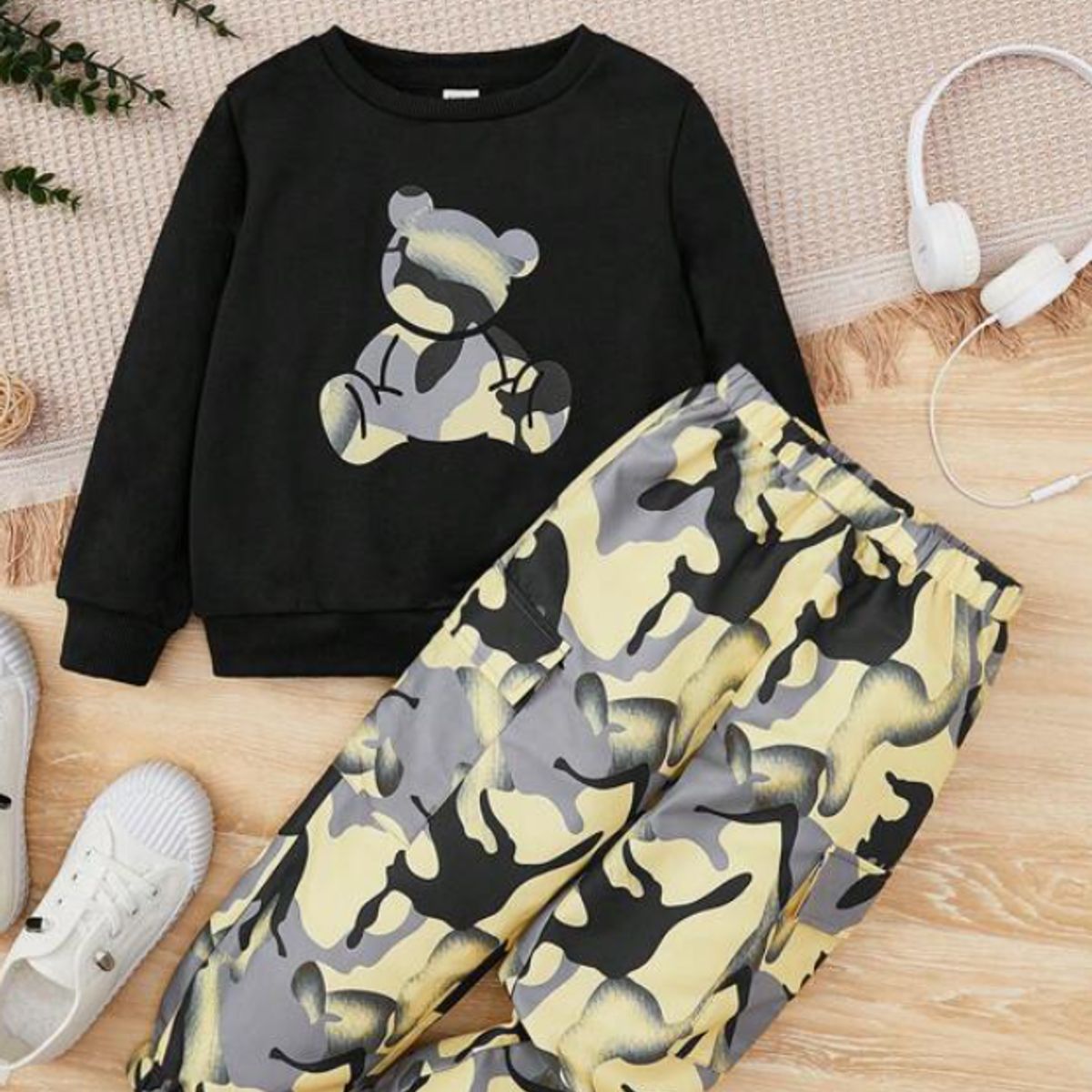 KIRAMA CLOTHING STORE - Conjunto niño sudadera y pantalón oso camuflado