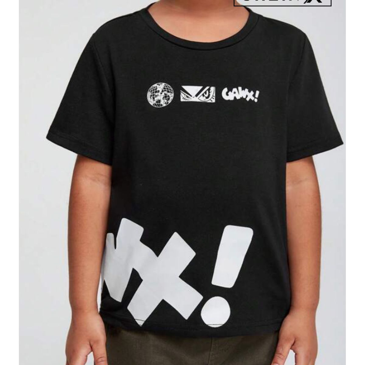 KIRAMA CLOTHING STORE - Polera niño manga corta estampada letras negra