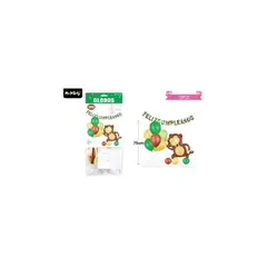 GENERICO - Set de globos con base y guirnalda mono 15pcs